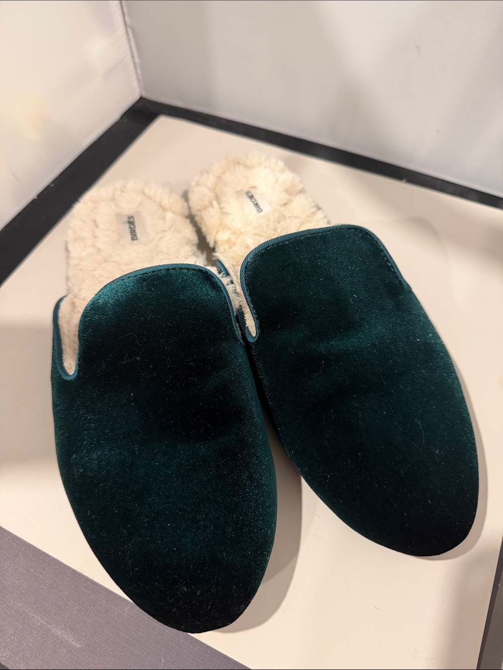 Birdies Emerald Velvet Plush-Lined Women's Slip-On Slippers